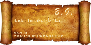 Bade Immakuláta névjegykártya